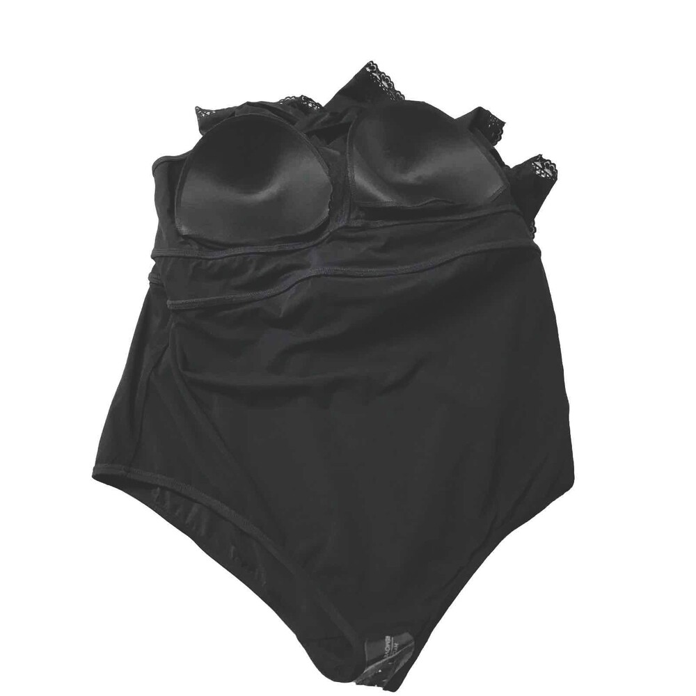 NWT Torrid Women's Plus Size 5X Lace Trimmed Wireless Black Swimsuit Swim Dress - Picture 7 of 12